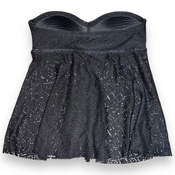 Merona Women's Black Mesh Lace Tankini Side Bone Ruche with Padding Size Small - Picture 7 of 8